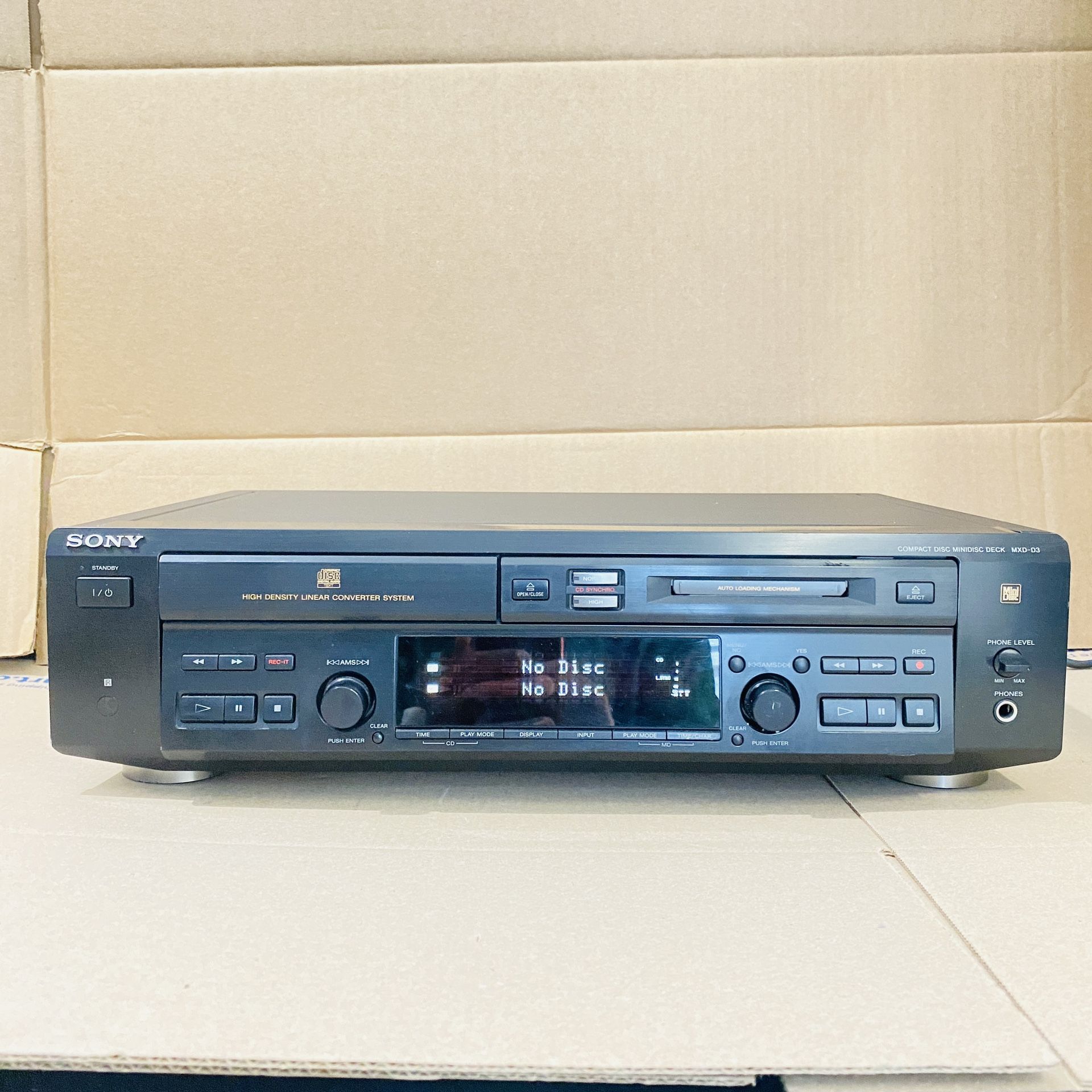 Sony MXD-D3 CD to MiniDisc MD Recorder Player Deck No Remote Tested Works Great