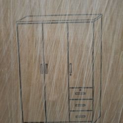 62" Wide 3 Door/3 Drawer Wardrobe- Grey Color-  BRAND NEW SEALED ! - Price is Final! 