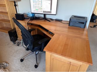 Solid Wood Corner Desk and Matching Bookcase Set by Stuart David