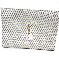 Yves Saint Laurent YSL Beauté Makeup/Cosmetic Pouch – White & Gold – New