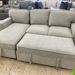 CREAM SLEEPER SECTIONAL WITH STORAGE 