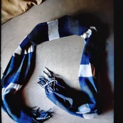 A Nice & Sexy Woman's  Dark Blue & White Scarfs/ Tassels 