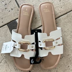 NWT Time and Tru White Slide Sandals size 9
