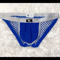 Men Mesh back Blue Underwear Brief Size XL Fits Large