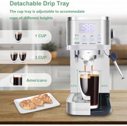 Brand New Espresso Machine, 20 Bar LED Display Espresso Maker with Steam Milk Frother for Americano Cappuccino Latte, Espresso Coffee Machines with ES