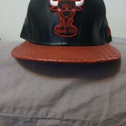 Chicago Bulls New Era Leather Snakeskin Strapback Cap