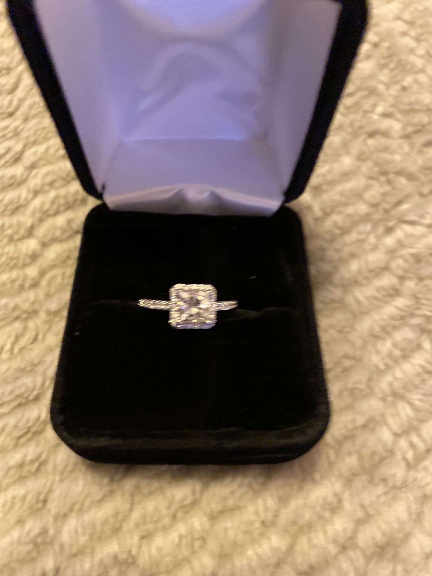 .90 Princess Cut Diamond Halo Engagement Ring In White Gold. Propose for Valentines Day!!