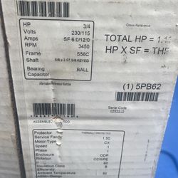 3/4 Horsepower Pool/spa Motor