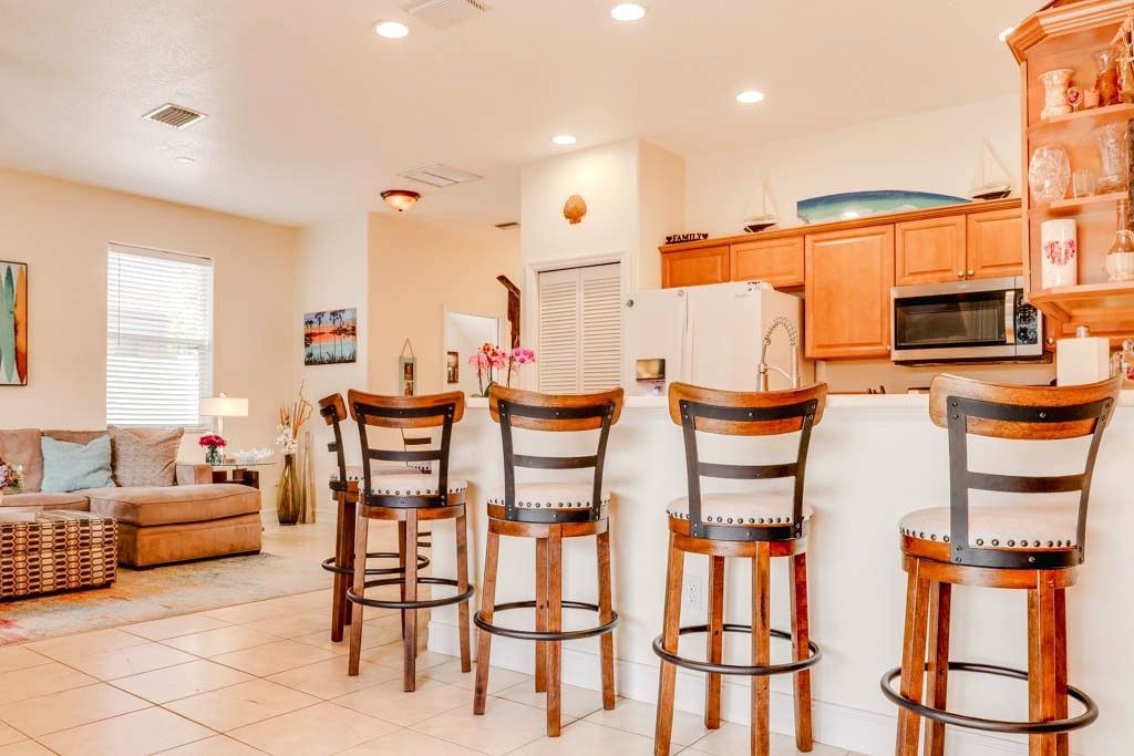 Set Of 6 Upholstered Bar Height Swivel Stools