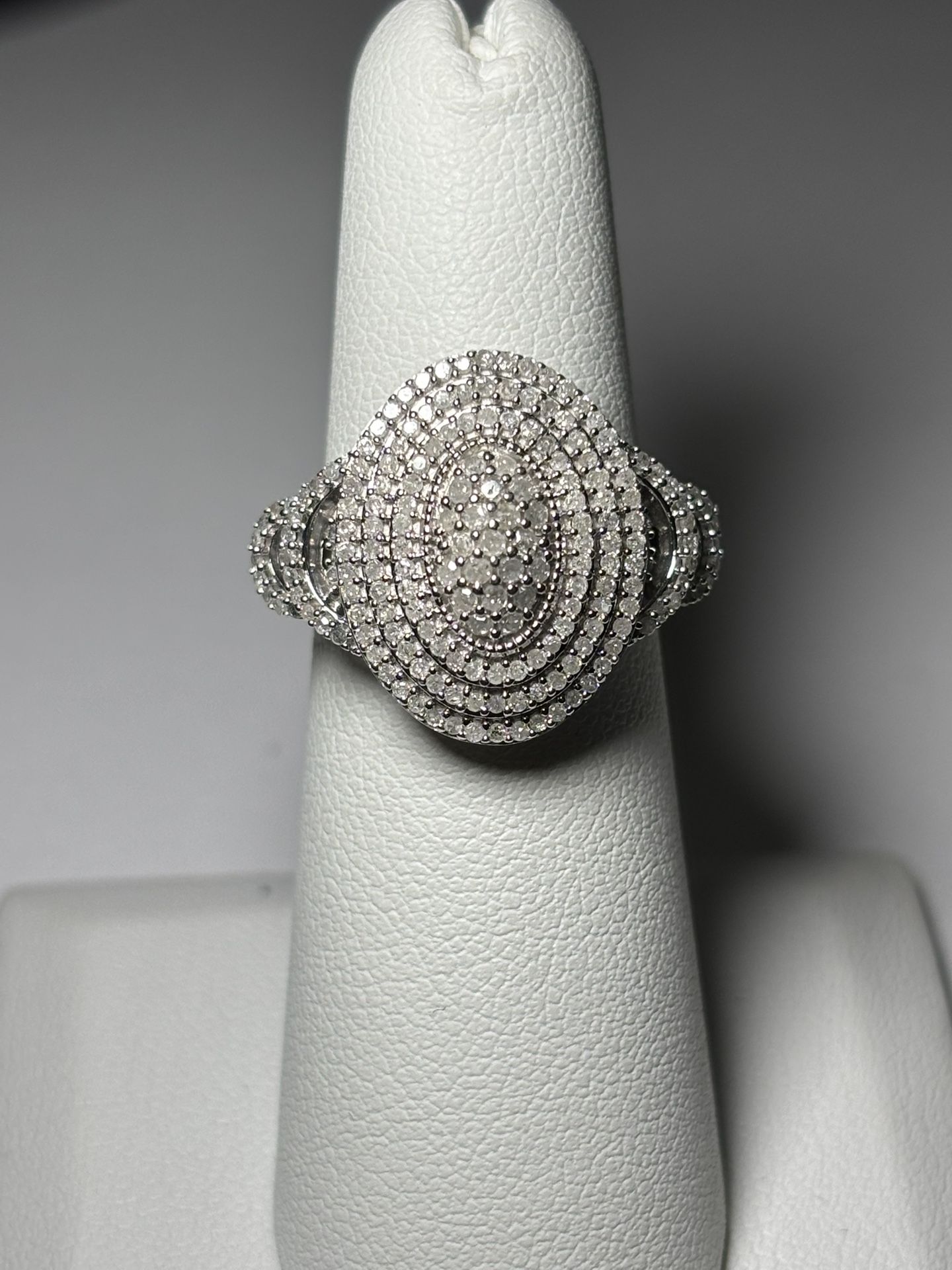 .925 Sterling Silver .75ctw Genuine White Diamond Cluster Ring Size 6