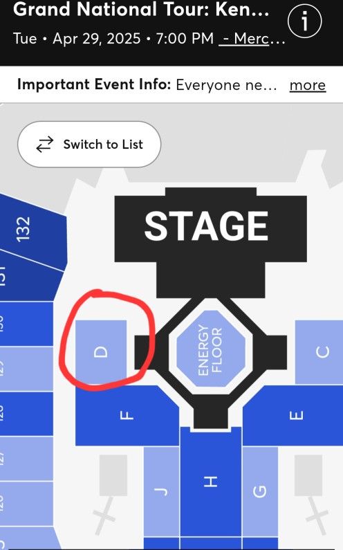 Kendrick Lamar Ticket Floor Next To The Stage