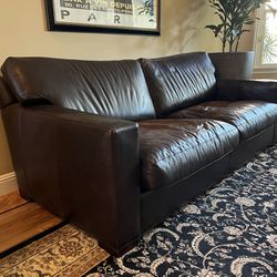 Classic Leather Couch and Oversized Chair from Crate & Barrel