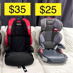 Graco kids booster convertible car seat $35 & $25 / Sillas carro niños