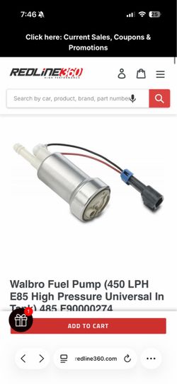 Universal Walbro 450 LPH E85 High Pressure Fuel Pump