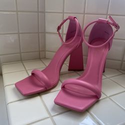 Hot Pink Square Toe High Heels