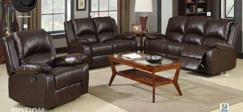 Brand New 2 Piece Two-Toned Brown Reclining Sofa and Love Seat