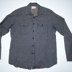 Westmajor Indigo Hickory Stripped Western Shirt Medium