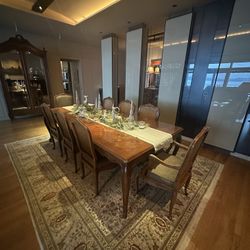 Thomasville Solid Wood Dining Table & 8 Chairs