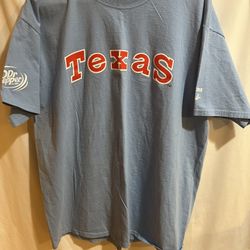 Texas Rangers Yovani Gallardo #49 MLB Baseball Double Sided Heavyweight Tee Powder Blue T Shirt Men's XL Albertsons Dr Pepper Blue Promo Used Good Con