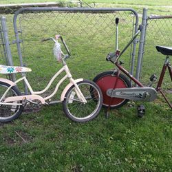 Vintage Girls Schwinn Bike & Stationary Bike