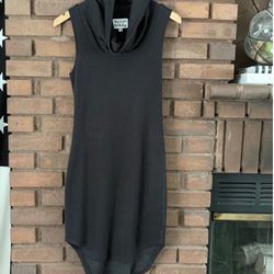 Madison & Berkeley LBD Black high/low hem turtleneck dress size xsmall 