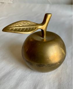Vintage Solid Brass Apple Figurine/Bell with Golden Finish