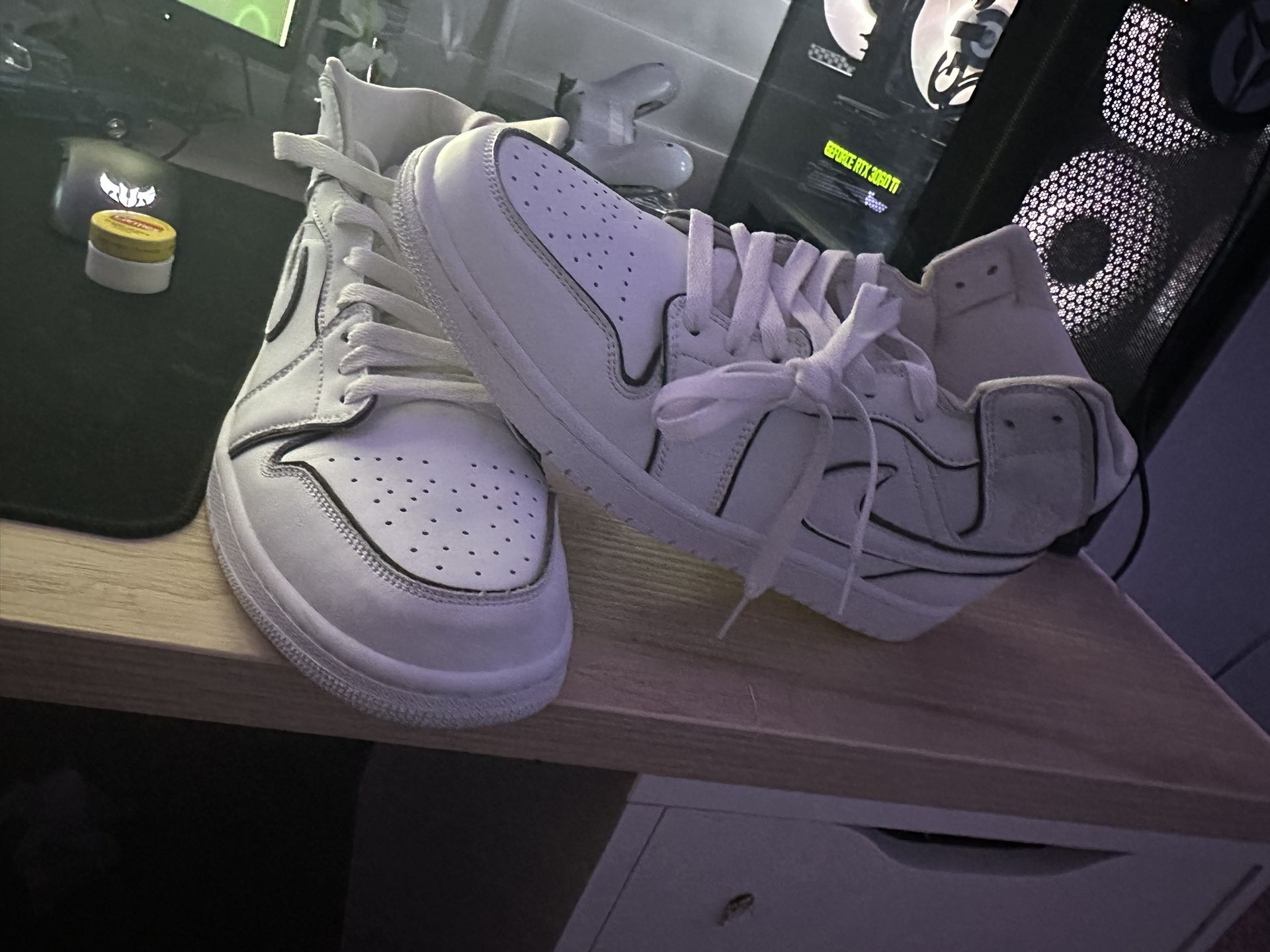 Jordan mid Iridescent Reflective White Sneakers