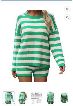 PRETTYGARDEN Women's Multicolor Stripe Set with Sweater and Shorts,