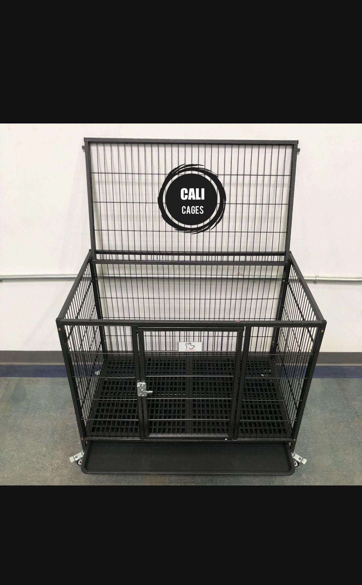 Dog Cage Kennel Size 37” Medium With Plastic Grid Trays And Wheels New In Box 📦 
