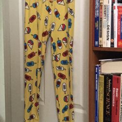 LulaRoe One Size Yellow Leggings Summer Treats Excellent Condition 