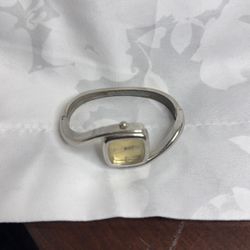 Silver Metal Hinged Bangle Bracelet