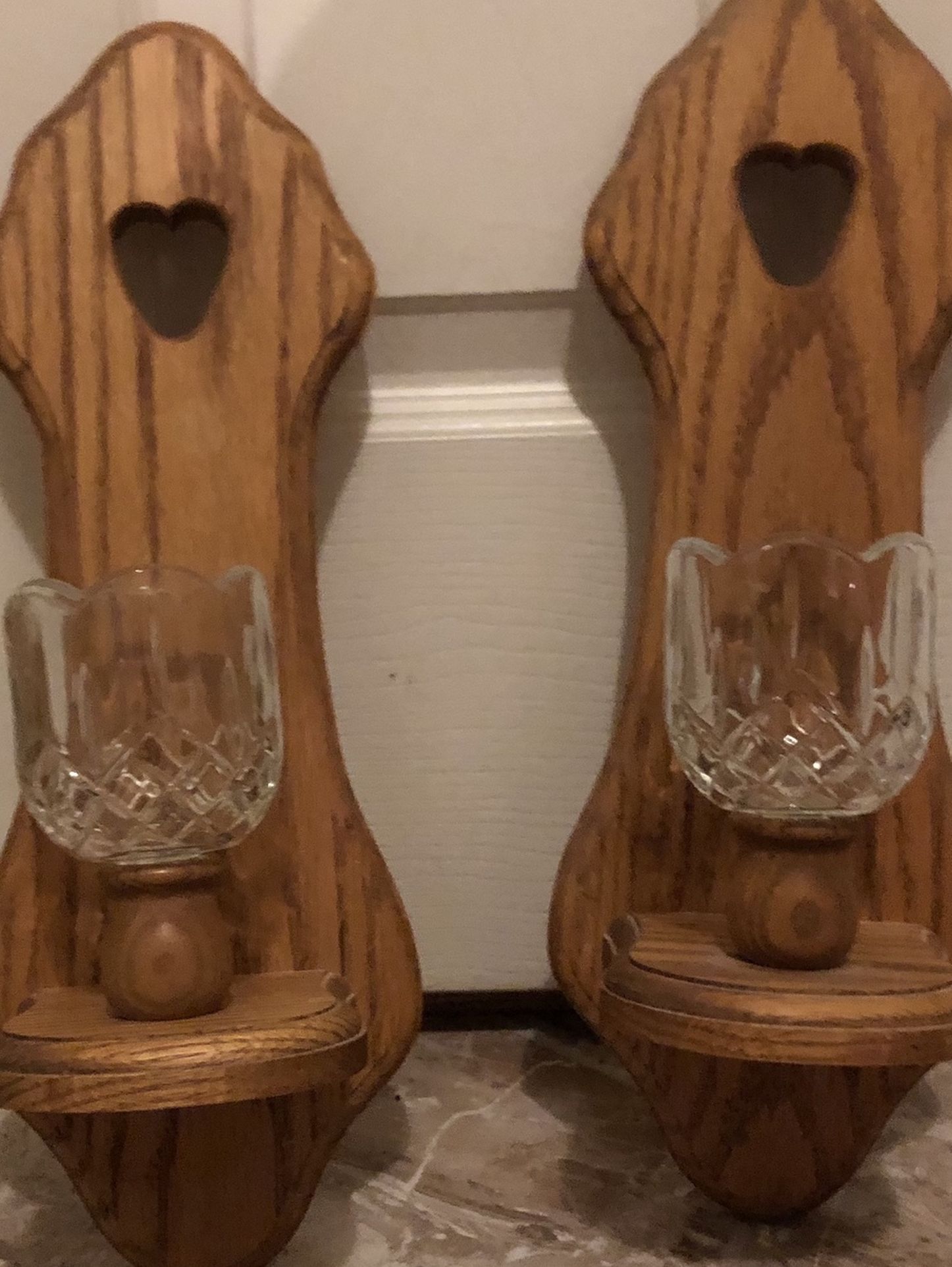 Oak Sconces With Votive Cups