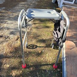 Standard walker with tray cup holder and carrying bag