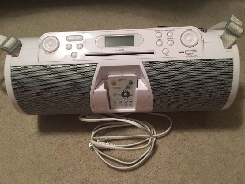 iLive 2.1-Ch Portable CD Boombox iPod Dock FM Radio Timer Clock