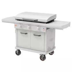 New LOCO Series II 36 in. 3-Burner Digital Propane SmartTemp Flat Top Grill / Griddle in Chalk Finish with Enclosed Cart and Hood