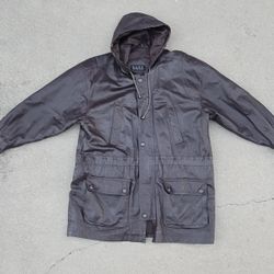 Vtg D.A.N.Y. Hooded Leather Parka Jacket 