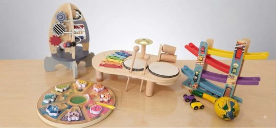 Bundle of Educational Wooden & Interactive Toddler Toys (Xylophone, Activity Center & More!)