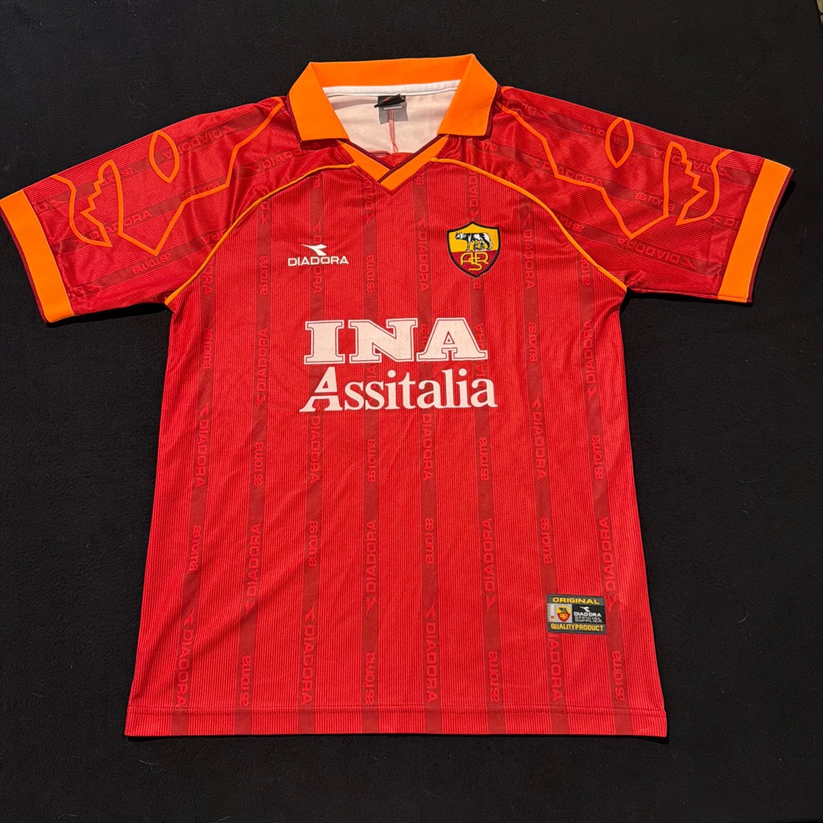 Diadora Roma 1999/00 Home Soccer Football Jersey Cafu #2 Men’s Large