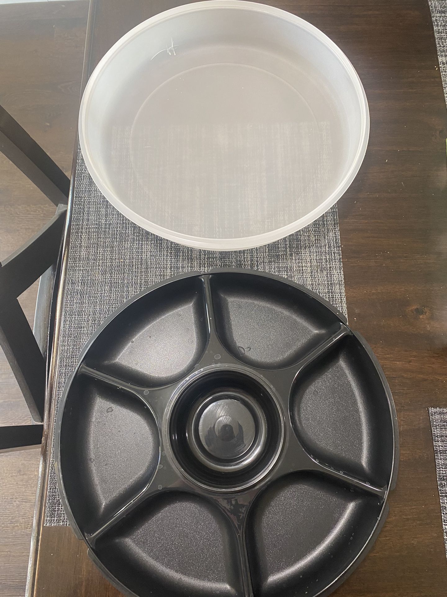 Vintage Black Tupperware Chips And Salsa Tray With Lid