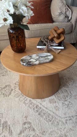 Round Wood Pedestal Coffee Table