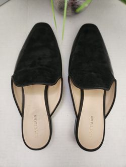 Cole Haan Piper Mule Size 9B Black Suede & Leather Flats 
