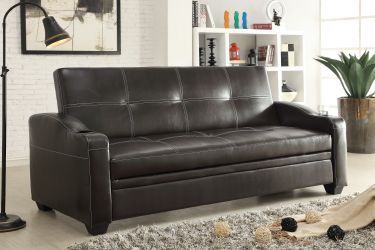 BROWN LEATHER SOFA BED