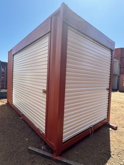 15ft container with a 10ft roll up on side 