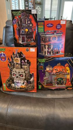 Lemax Spookytown Cursed Ruins Poison Pumpkin Potpourri Zombie Jazz Cafe Raven’s Roost