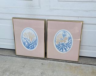 Various framed photos with hangers and front glass, various sizes