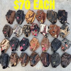 Baseball Gloves $70 each have more equipment available