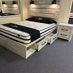 Cambeck Farmhouse Queen Style Bedroom Set with Storage (Bed, Dresser, Mirror, Chest, Nightstand) /P
