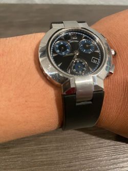 CONCORD SOLID STEEL DIAMOND LA SCALA 38MM MEN'S CHRONOGRAPH RARE NAVY DIAL WATCH