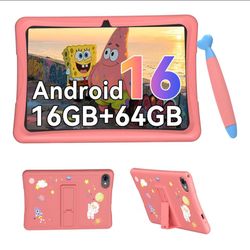 Kids Tablet 10 inch, Android 16 Tablet for Kids Space, Parental Control, 16GB RAM 64GB ROM, 2TB Expand, Includes Case & Stylus Pen, Pre-Installed Educ