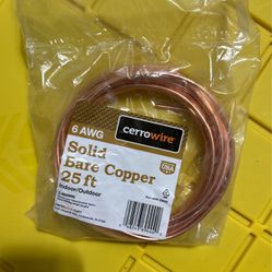 Solid Bare Copper 25 Feet Six All Wheel Gauge